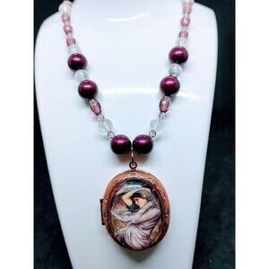 Made With Swarovski Elements Blackberry Artisan Rose Gold Locket Necklace Ooak